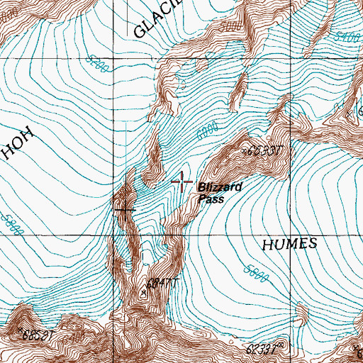 Topographic Map of Blizzard Pass, WA