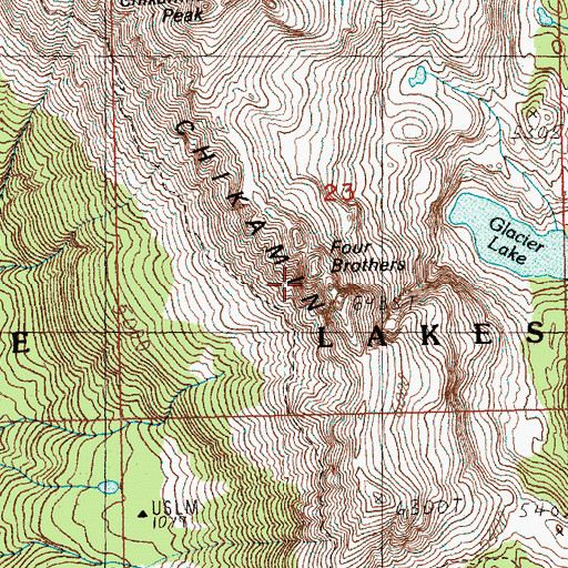 Topographic Map of Four Brothers, WA