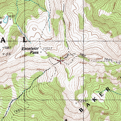 Topographic Map of Excelsior Peak, WA