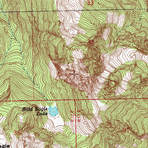 Topographic Map of Bald Eagle Peak, WA