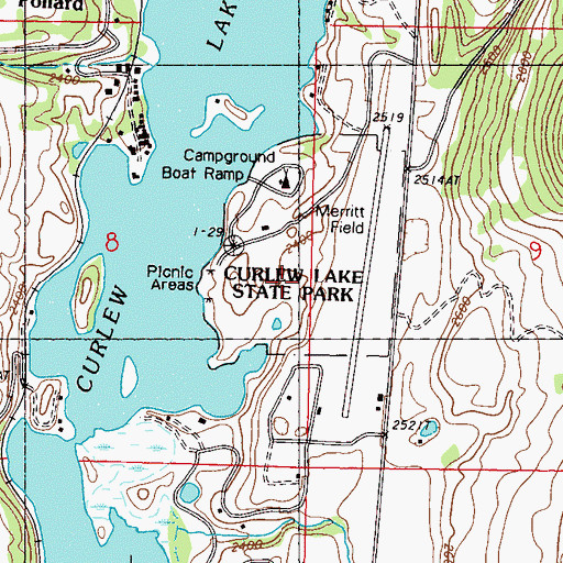 Topographic Map of Curlew Lake State Park, WA