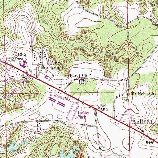 Topographic Map of Paran Primitive Baptist Church, AL