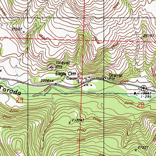 Topographic Map of Eagle Cliff Cemetery, WA