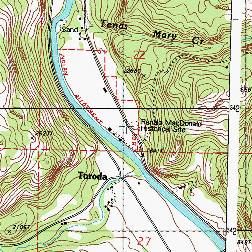 Topographic Map of Ranald MacDonald Historical Site, WA