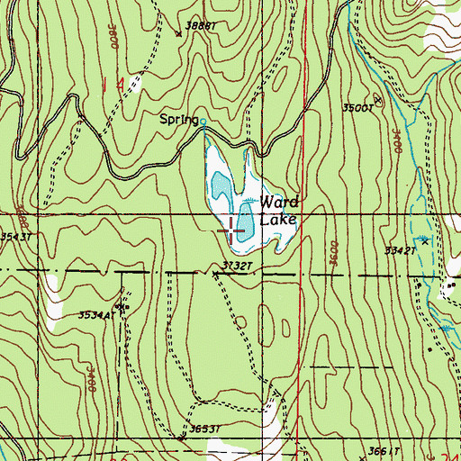 Topographic Map of Ward Lake, WA