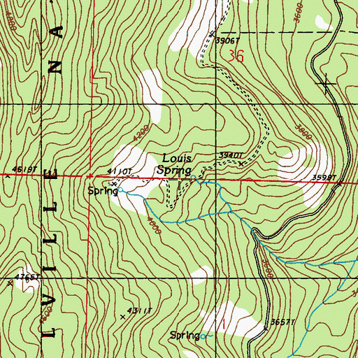 Topographic Map of Louis Spring, WA