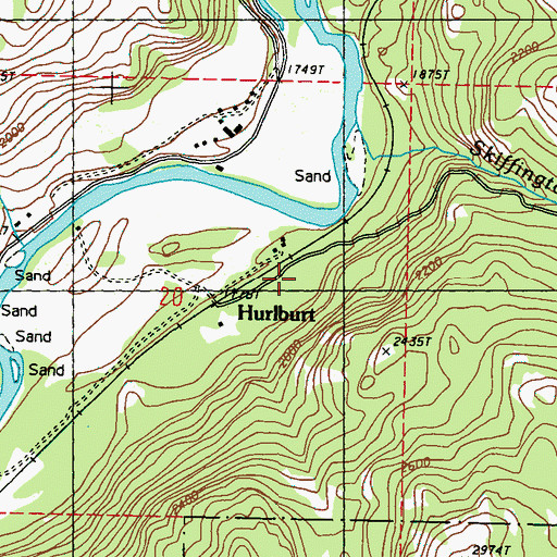 Topographic Map of Hurlburt, WA