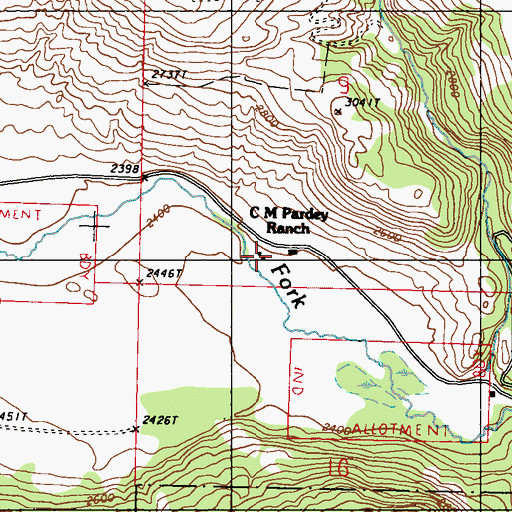 Topographic Map of C M Pardey Ranch, WA