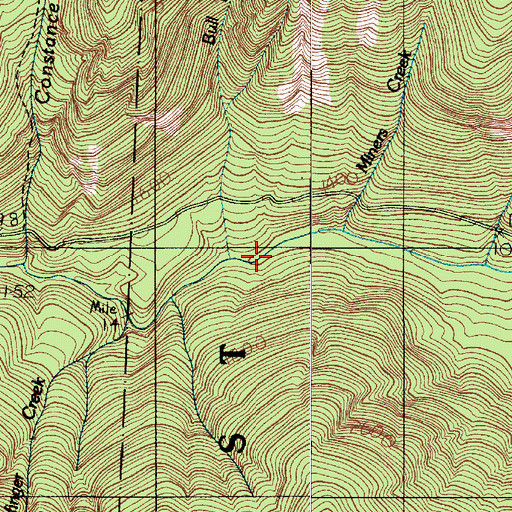 Topographic Map of Bull Elk Creek, WA