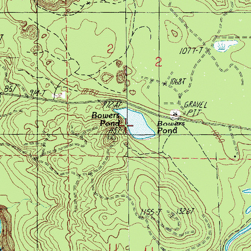 Topographic Map of Bowers Lake, WA