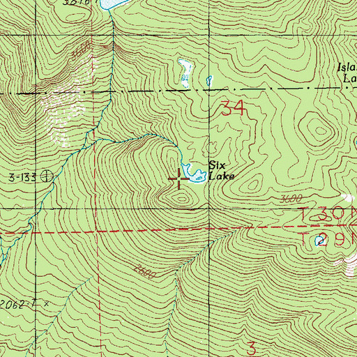 Topographic Map of Six Lake, WA