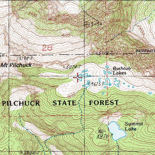 Topographic Map of Bathtub Lakes, WA
