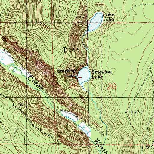 Topographic Map of Smelling Lake, WA
