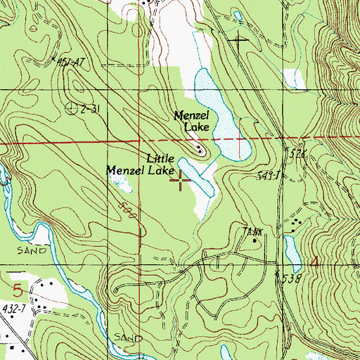 Topographic Map of Little Menzel Lake, WA