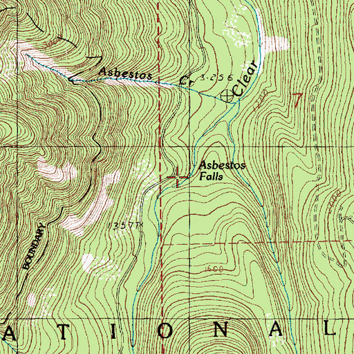 Topographic Map of Asbestos Falls, WA