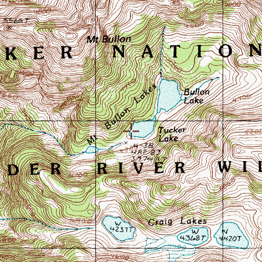 Topographic Map of Tucker Lake, WA