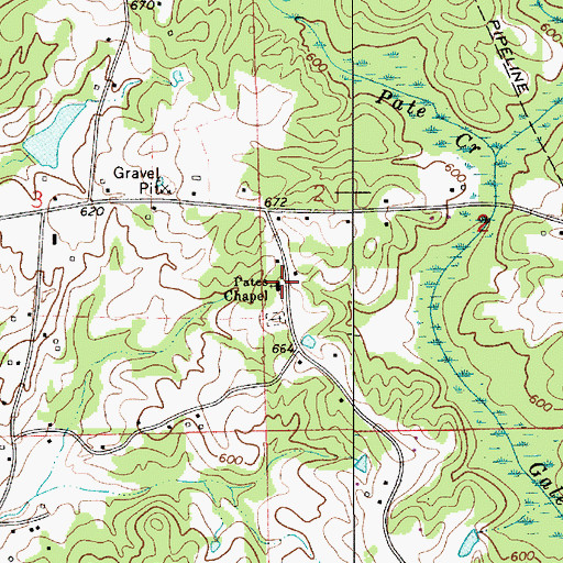 Topographic Map of Pates Chapel Baptist Church, AL