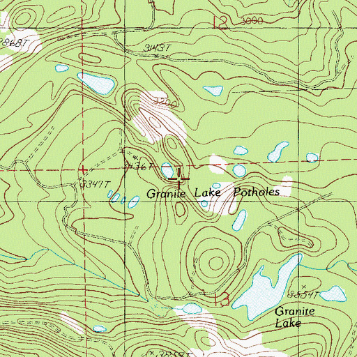 Topographic Map of Granite Lake Potholes, WA