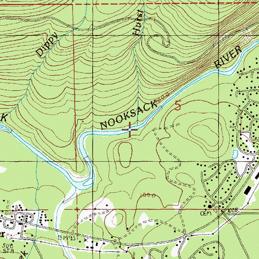 Topographic Map of Hurst Creek, WA