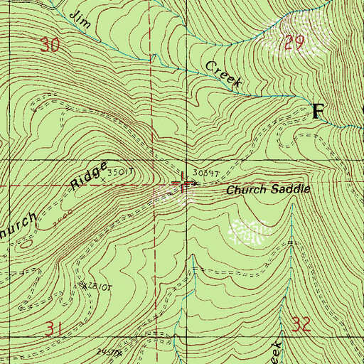Topographic Map of Church Saddle, WA