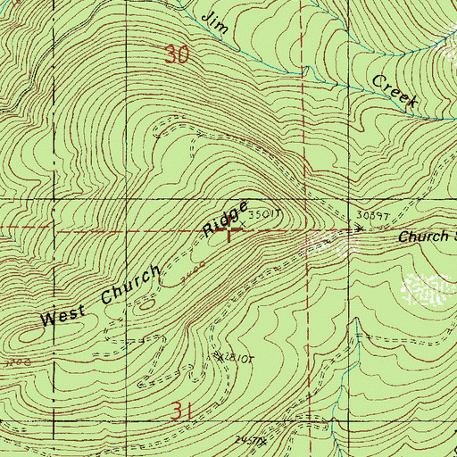 Topographic Map of West Church Ridge, WA