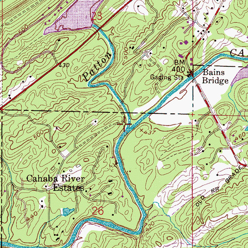Topographic Map of Patton Creek, AL