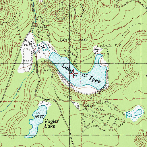Topographic Map of Lake Tyee, WA
