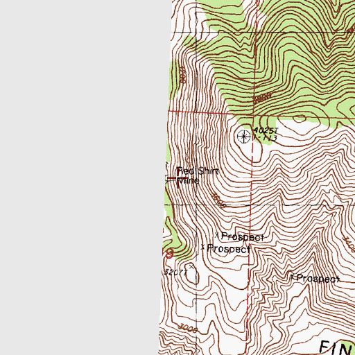 Topographic Map of Red Shirt Mine, WA