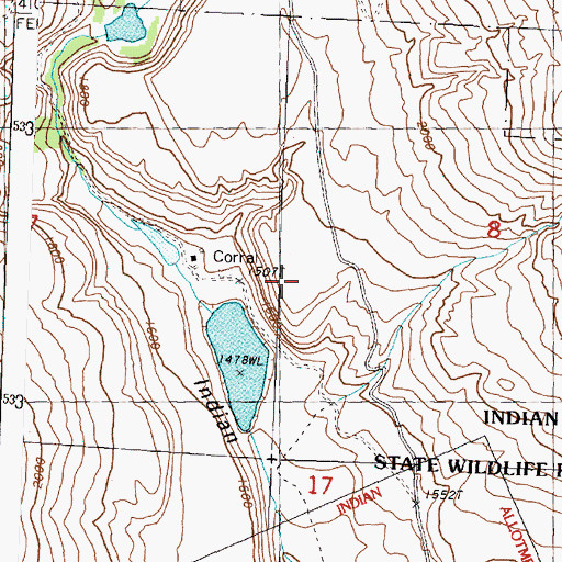 Topographic Map of Indian Dan State Wildlife Recreation Area, WA