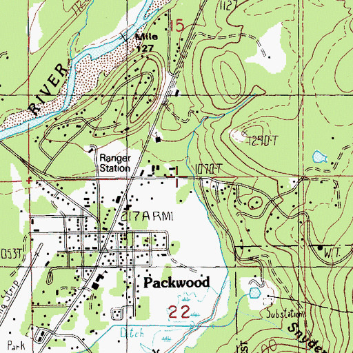 Topographic Map of Jonathan Creek, WA