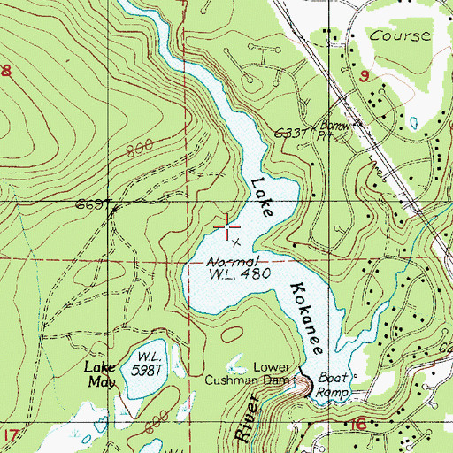 Topographic Map of Lake Kokanee, WA