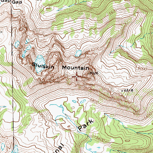 Topographic Map of Sluiskin Mountains, WA