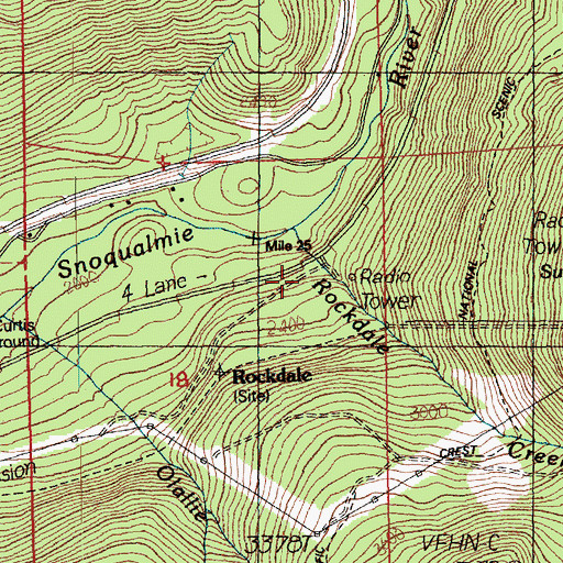 Topographic Map of Rockdale Creek, WA