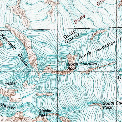 Topographic Map of North Guardian Rock, WA