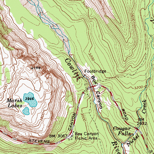 Topographic Map of Canyon Bridge, WA