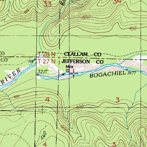 Topographic Map of Bogachiel, WA