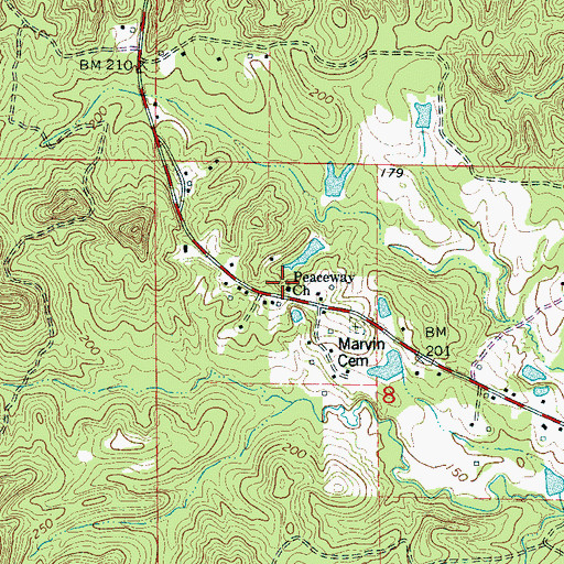 Topographic Map of Peaceway Assembly of God Church, AL