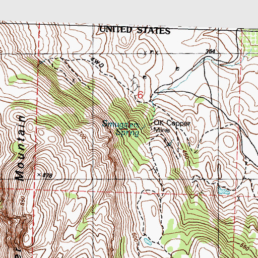 Topographic Map of Smugglers Spring, WA