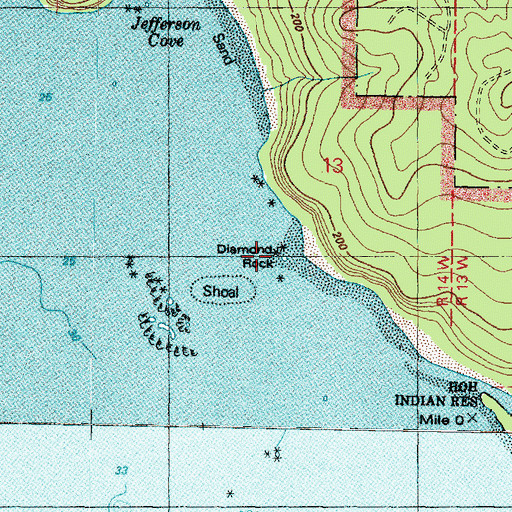 Topographic Map of Diamond Rock, WA