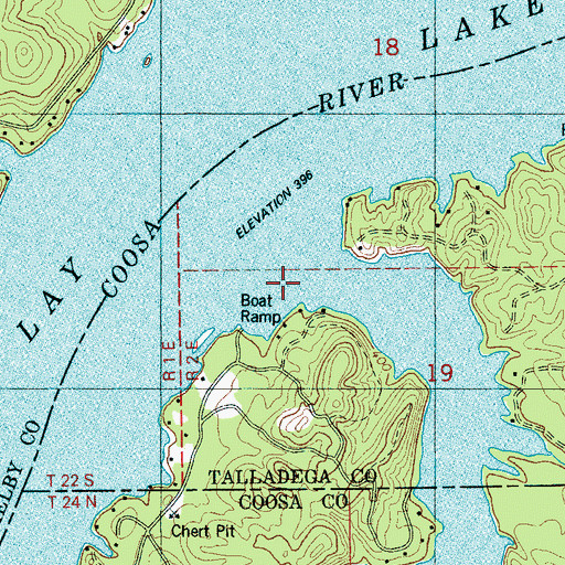 Topographic Map of Peckerwood Creek, AL