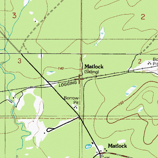 Topographic Map of Matlock, WA