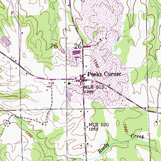 Topographic Map of Peeks Corner, AL