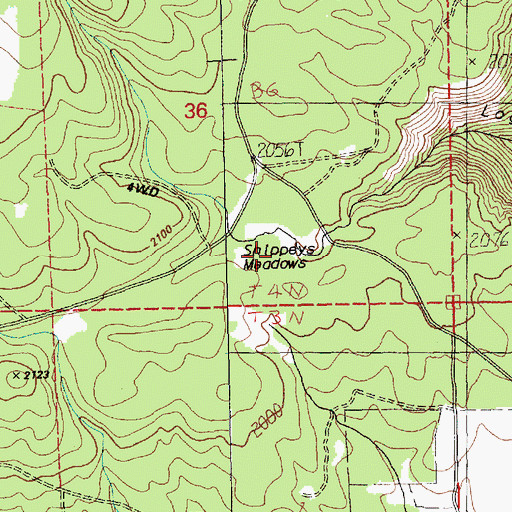 Topographic Map of Shippeys Meadows, WA