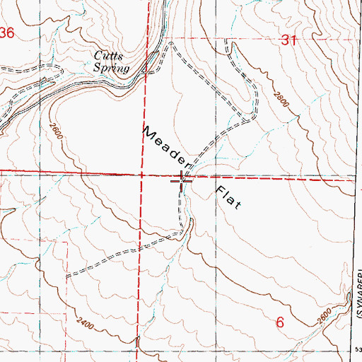 Topographic Map of Meader Flat, WA
