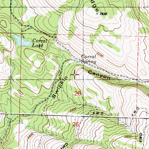 Topographic Map of Corral Spring, WA