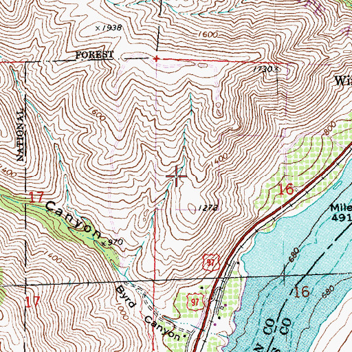 Topographic Map of Entiat State Wildlife Area, WA