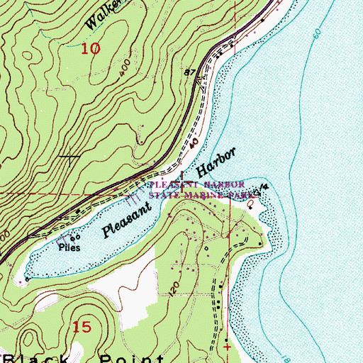 Topographic Map of Pleasant Harbor State Marine Park, WA