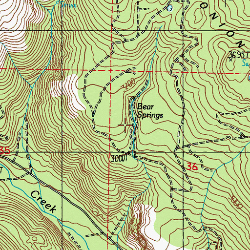 Topographic Map of Bear Springs, WA