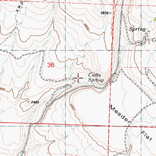Topographic Map of Cutts Spring, WA