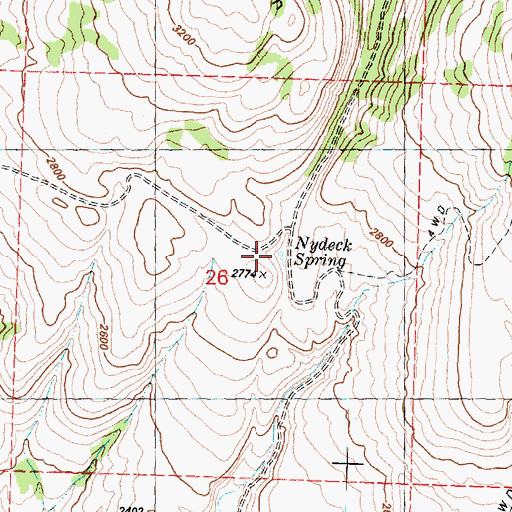 Topographic Map of Nydeck Spring, WA